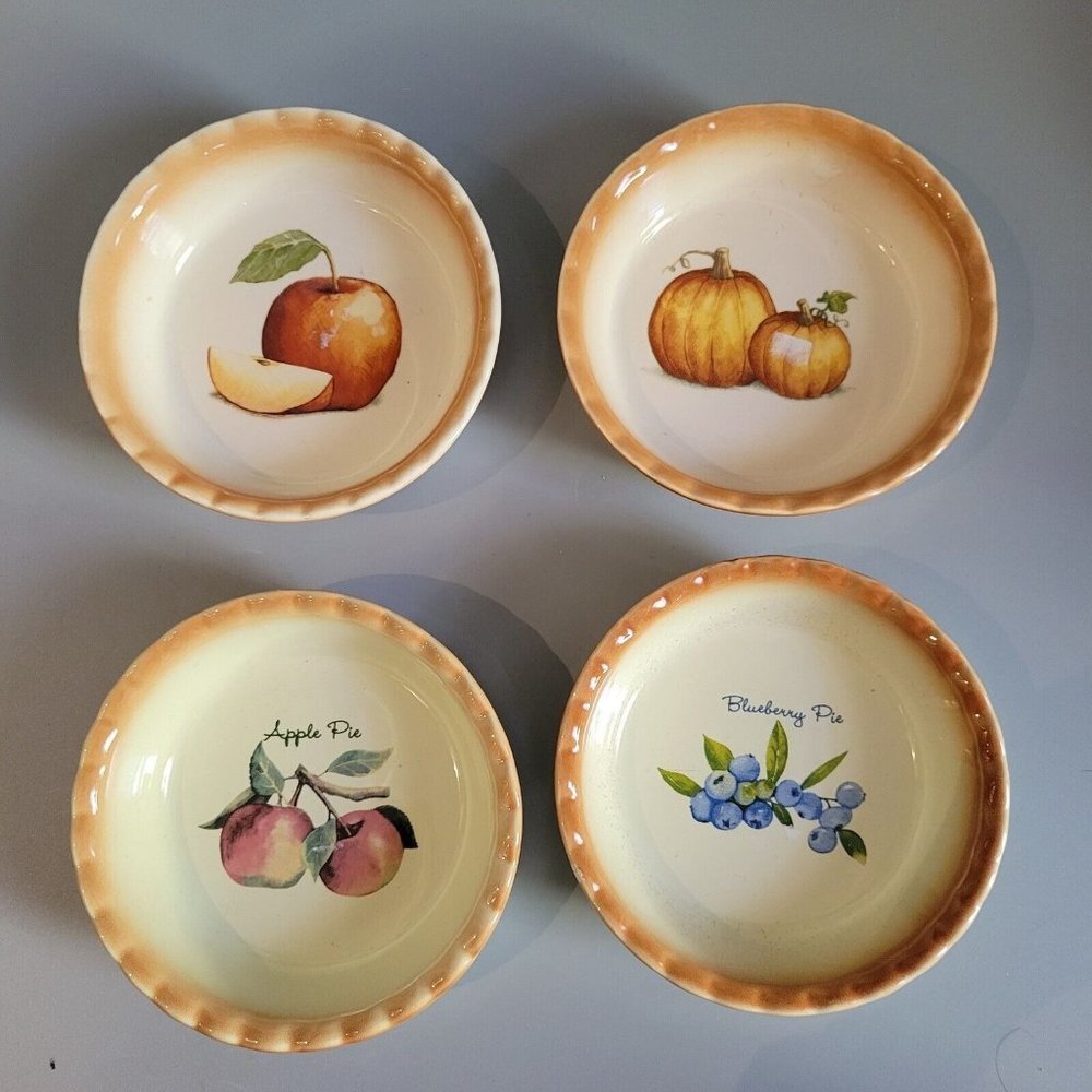 Nantucket Apple Pumpkin Blueberries Dessert baking bowls set of 4